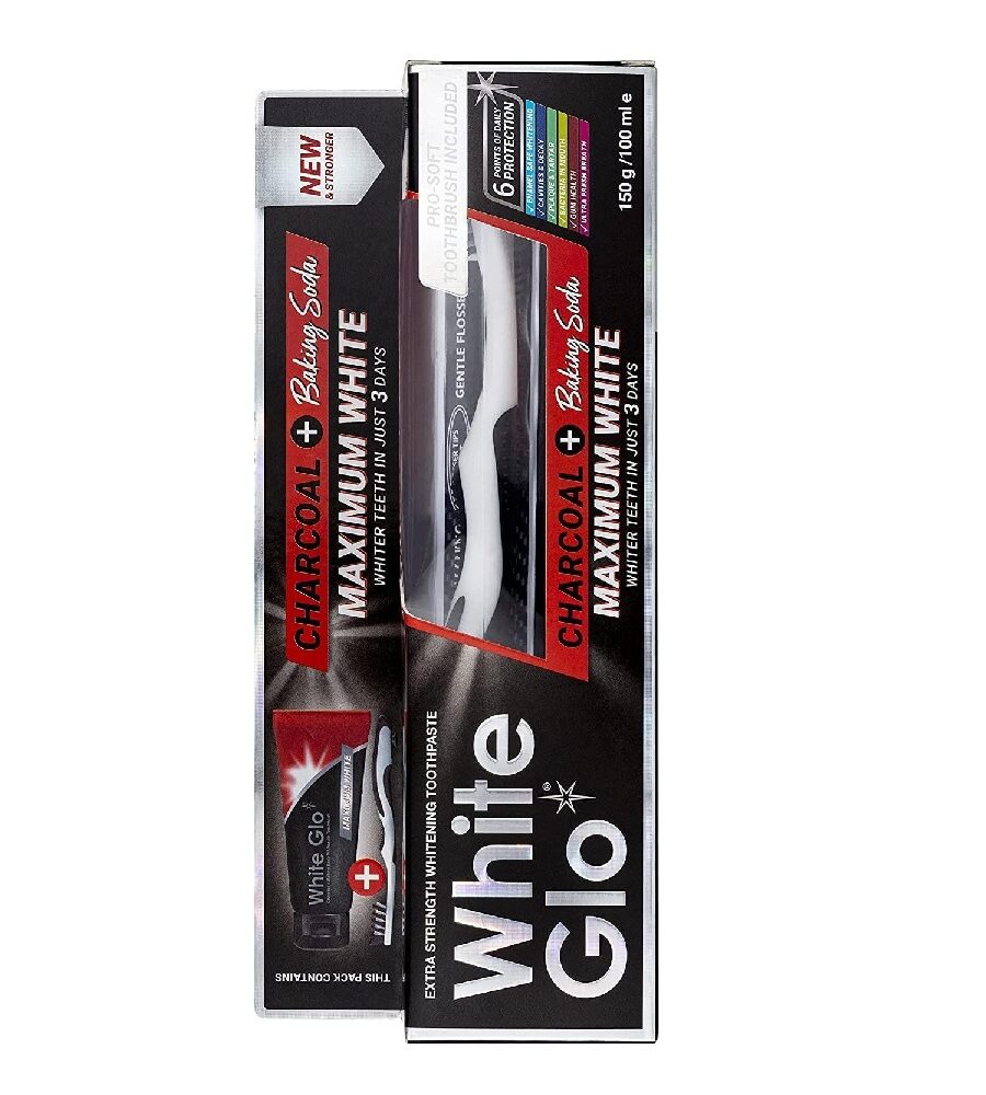 WHITE GLO - Dentifricio Baking Soda Charcoal Formula Whitening